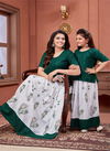 Lovely 01 Mother Daughter Combo Fancy Wear Printed Rayon Kurti With Skirt Collection